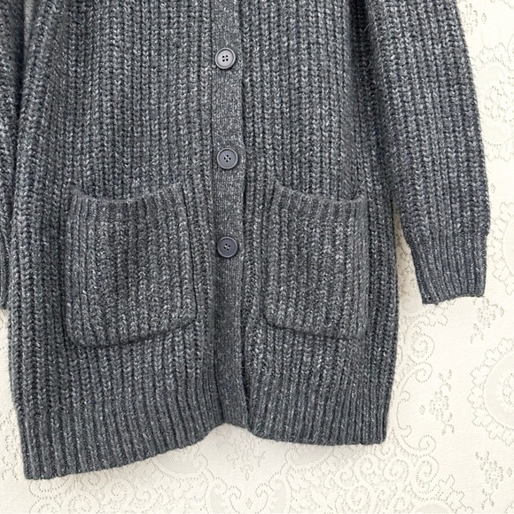 Soft Surroundings Solemio Cardigan Sweater Gray Button Front Ribbed Chunky Long - Picture 2 of 9